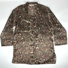 Vintage 90's Victoria  s Secret M Satin Button Up Paisley Sleep Shirt Long Sleeve