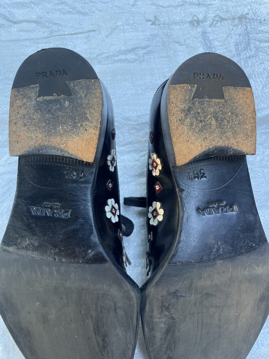 Prada Oxford Brogue Flower Shoes Size 36.5 | eBay