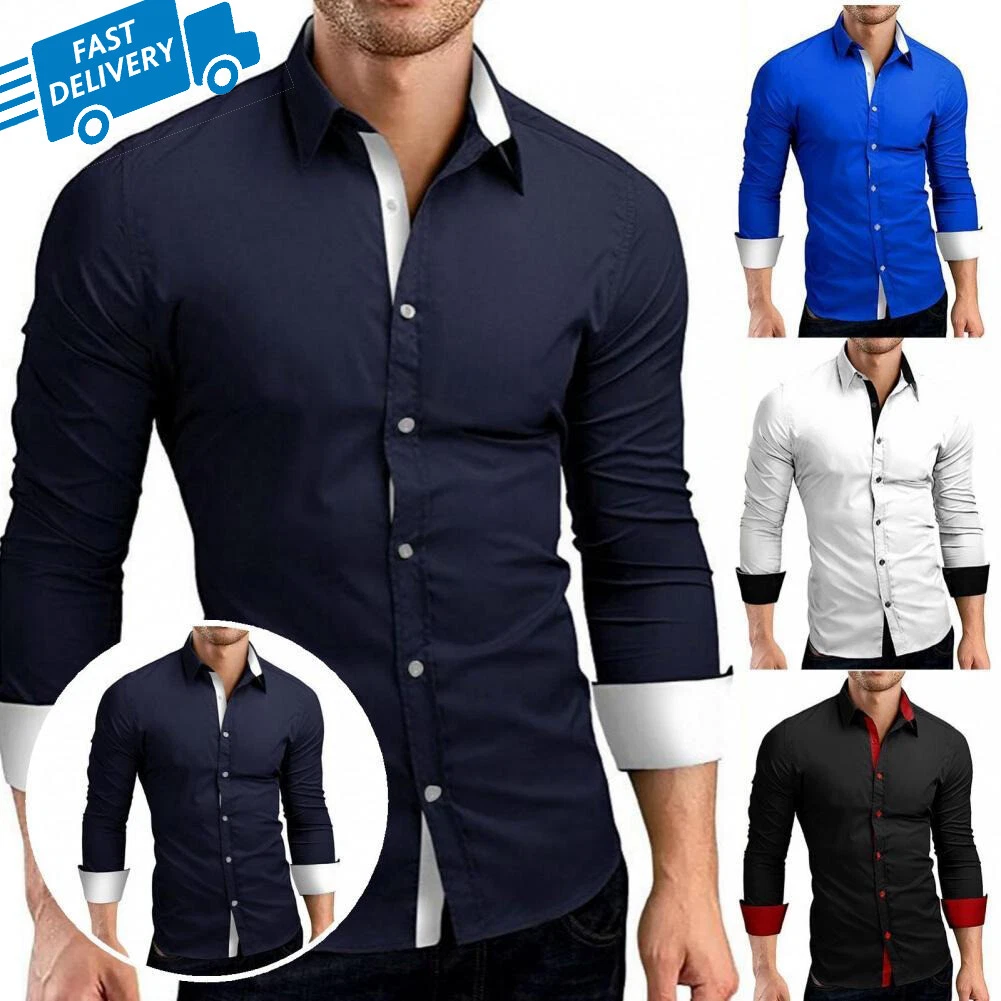 Camisas de Vestir Camisa para Hombre Manga Larga Formal Slim Fit para Hombre