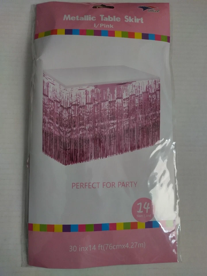 Saia de mesa metálica rosa claro decoração casamento chá de bebê festa de aniversário - Imagem 4 de 4