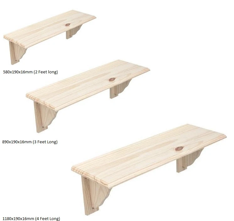 CP Natural Wood Wooden Shelf Storage Unit Stand Kit & Fittings Wall Mounted Shelves