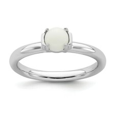 Sterling Silver Natural White Agate Stone Ring, Fashion Jewelry QSK621