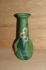 Roseville Pottery Jonquil Bud Vase Green Blue Vintage Flower Ceramic Repro