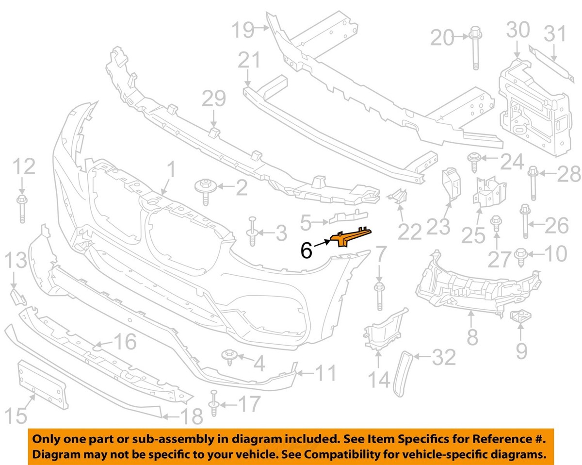 BMW OEM 2018 X3 Front Bumper-Bumper Cover Insert Right 51117399984  
