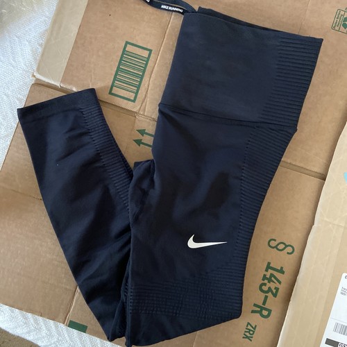Nike Dri Fit Running Womens S Black Capri Leggings Pocket Mesh Detail Drawstring - Picture 8 of 8