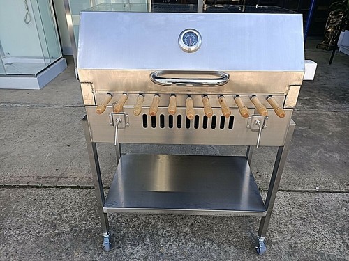 NEW STAINLESS STEEL CYPRUS BBQ SOUVLA SPIT ROTISSERIE With HOOD - Picture 2 of 8