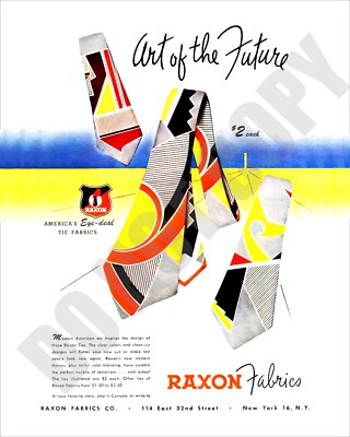 1947 Saxon Fabrics Art Ties In New York City Magazine Promo Ad 8x10 Photo