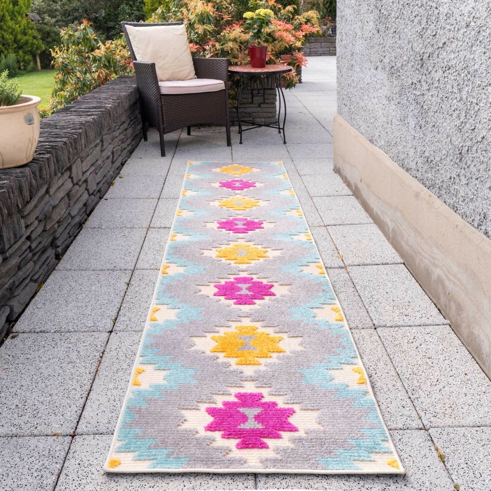 New Summer Outdoor Rugs Fun Tropical Multicolour Durable Garden Patio ...