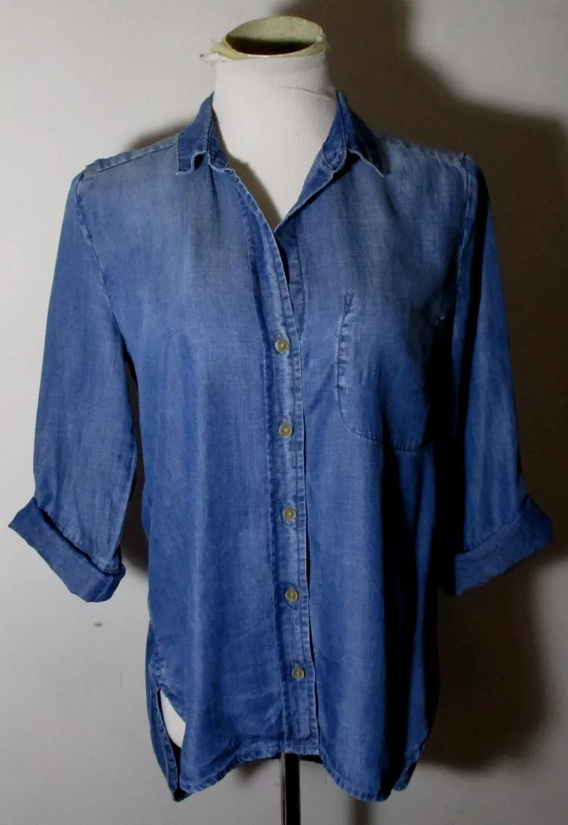 Women's CLOTH & STONE Blue 100% Tencel Lyocell Shirt Size S