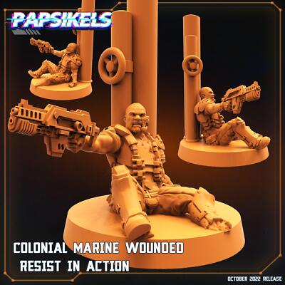 3D Printed Papsikels Cyberpunk Sci-Fi Colonial Marine Wounded Resist In Action -