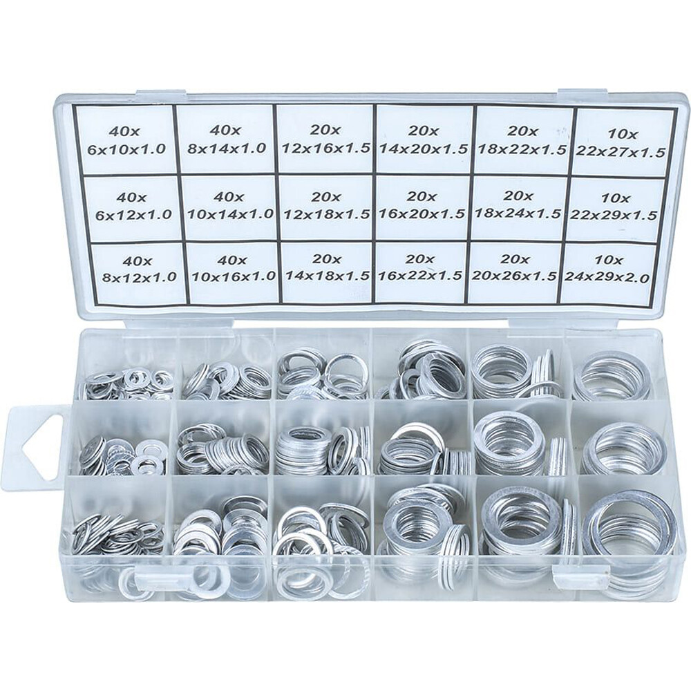 ASSORTIMENTO RONDELLE IN ALLUMINIO VARIE MISURE SET 450pz CONDOR