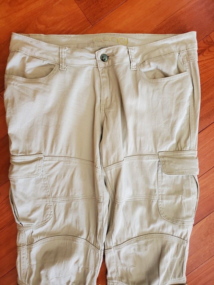 Coogi Cargo Pants Khaki Womens Size 13 / 14 Pants Zipper Shorts eBay