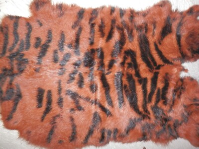 12''x16'' STENCILED TIGER Rabbit Skin Hide Pelt Craft #1651