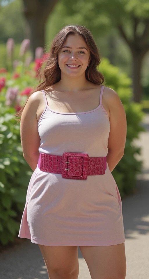 Mujeres Rosa Ancho Elástico Cintura Moda Cinturón Hebilla Cuadrada Talla Grande M L XL Foto 3 de 4