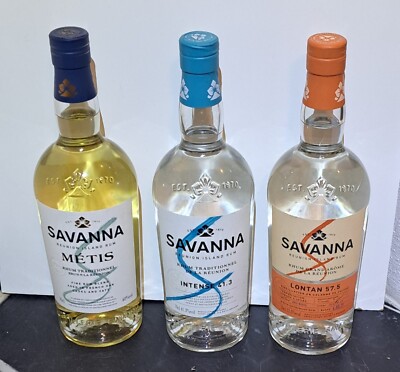3x Savanna Rum Mentis, Lontan, Intense 41,4%, 57,5%, 40% 3x 700ml Ile la Reunion