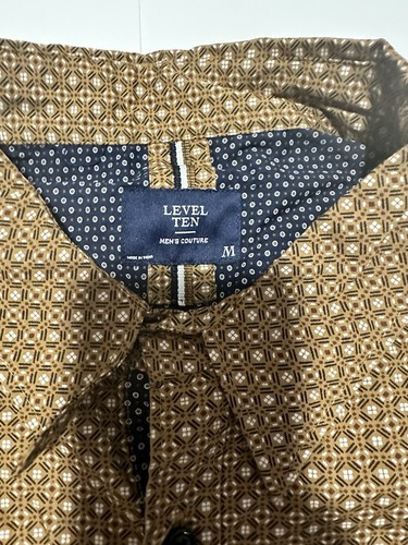 Level Ten Men's Long Sleeve Button Up Shirt Medium Brown Blue White - Picture 2 of 5