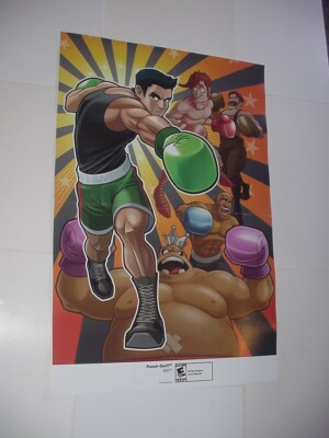Punch-Out!! Poster 2 Nintendo Wii SuperLittle Mac Glass Joe King Hippo Bald Bull