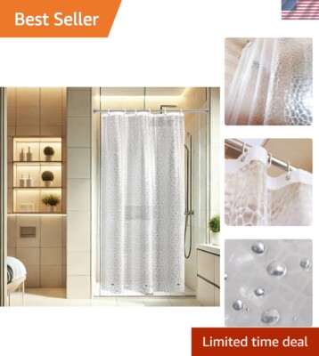 Heavy-Duty EVA Shower Curtain Liner   Modern 3D Water Cube Pattern, 72''L x 36''W