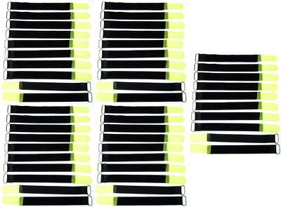 50 Cable Ties Cable Hook and Loop 20cm x 20mm Neon Yellow Hook and Loop Cable Ties Eyelet