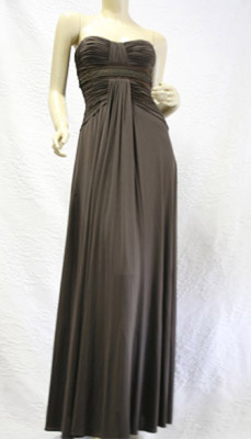 Robe De Soirée Perles BCBG Max Azria - Sans Bretelles Longue Taille M - Marron