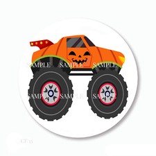 Monster Truck Halloween Favors Scrapbook Stickers Monster Truck Envelope Seals