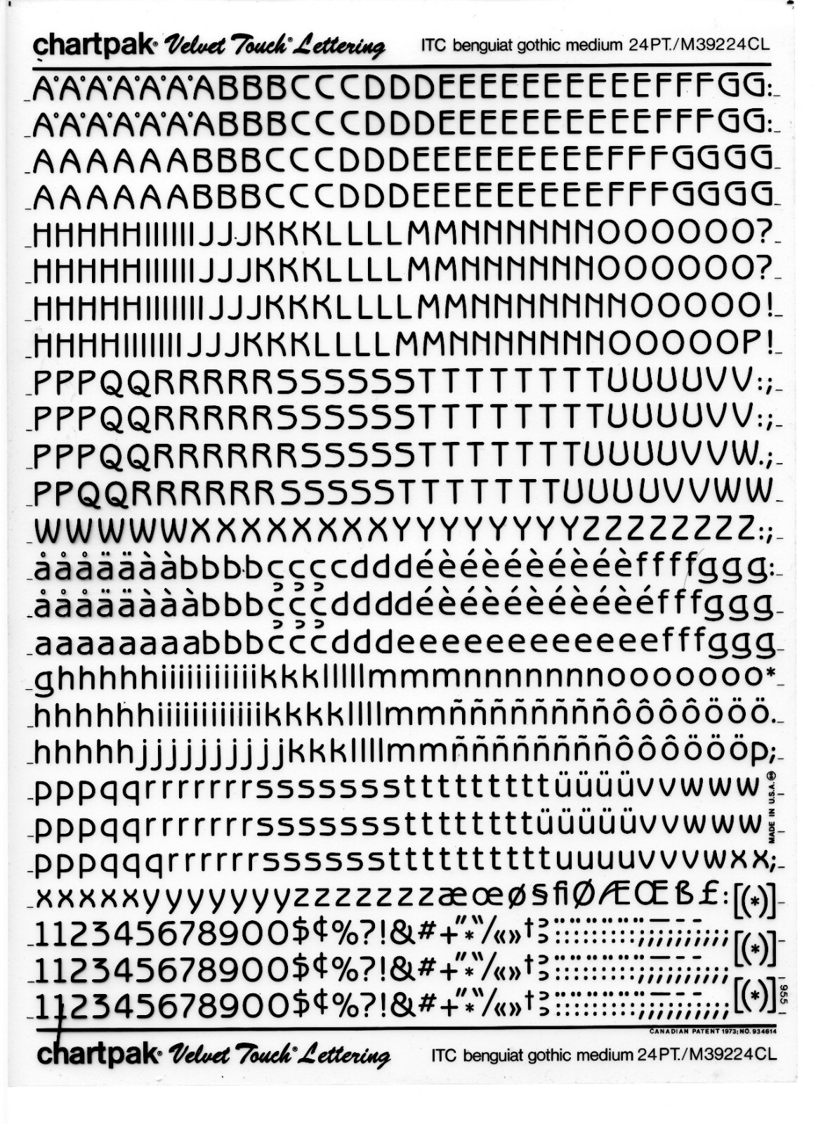 Chartpak Velvet Touch Dry Transfer Lettering Sheet Assorted Three (3