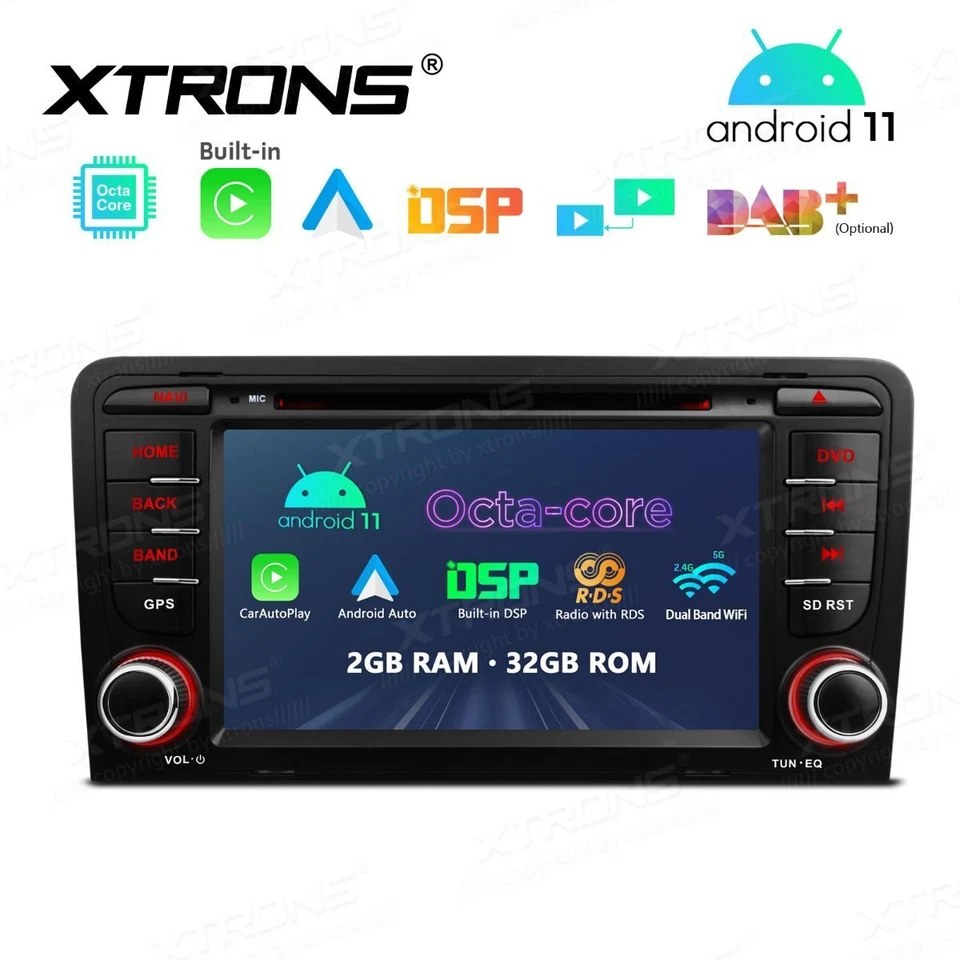 AUTORADIO ANDROID 11 STEREO AUTO 7" AUDI A3 S3 RS3 8P NAVI COMANDI VOLANTE WIFI - Immagine 3 di 4