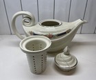 VTG Hall's Superior Blue Bouquet Pattern Aladdin Ceramic Teapot W/Lid & Infuser