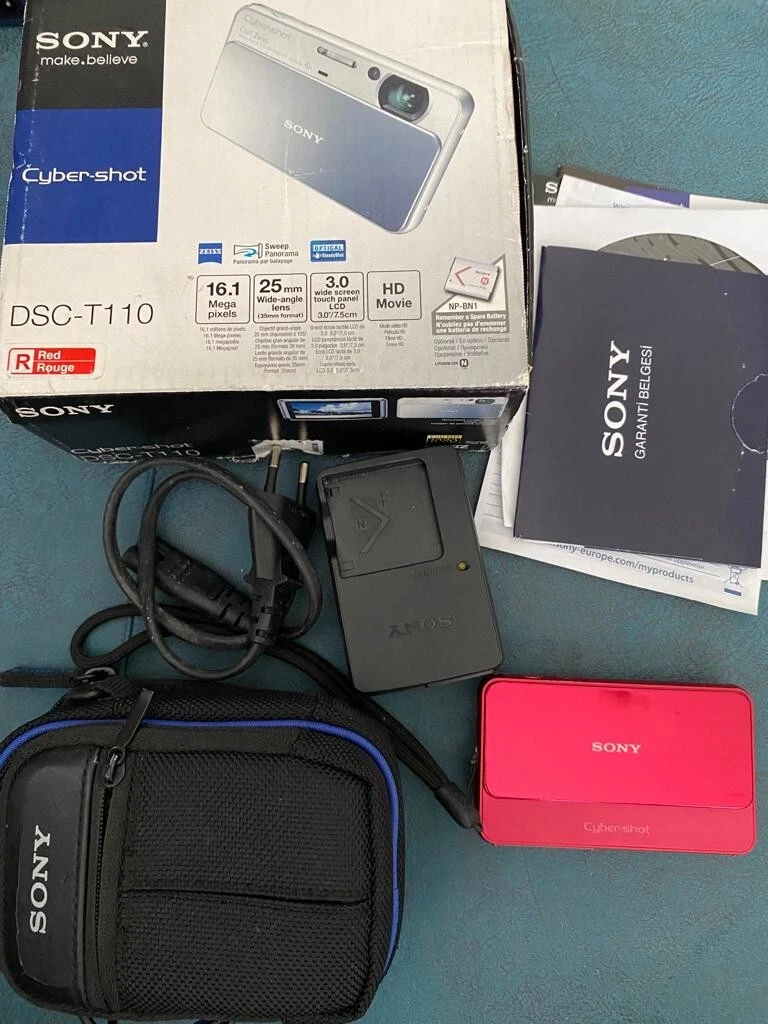 Rare red SONY Digital Camera DSC-T110 Red Cyber Shot 4.0x Zoom w/ Box