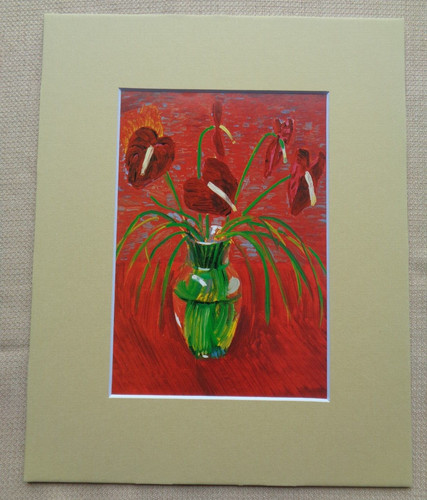 David Hockney Red Flowers Anthuriums Hawaii Green Vase Still Life Art Print 8x10