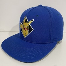 Rare Pokemon Pikachu Hat Cap Embroidered Snapback Baseball Blue Nintendo