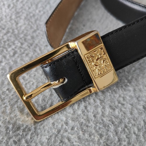 De Colección Anne Klein para Calderón Negro Mujer M Cinturón de Cuero Dorado Hebilla Cabeza de León - Imagen 2 de 14