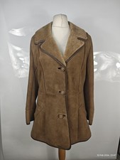 Owen Barry Women's Beige Vintage Sheepskin Shearling Jacket Coat Size 10 - 12 UK
