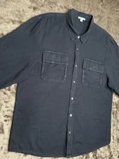 James Perse Casual Black/Grey Garment Dyed Utility Long Sleeve Shirt Size 4 (XL)