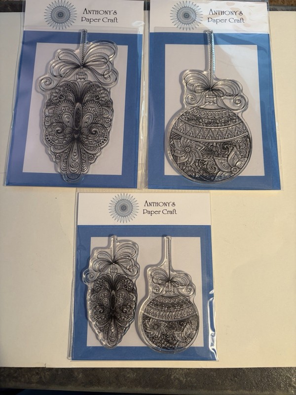 Anthony’s Paper Crafts Ornament Stamps  Lot Of 4, 2 Sizes Of Polymer Stamps. New