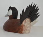Awesome JIM RUTLEDGE LIFE SIZE RUDDY DUCK DRAKE CARVING DECOY Wood sculpture — photo 8