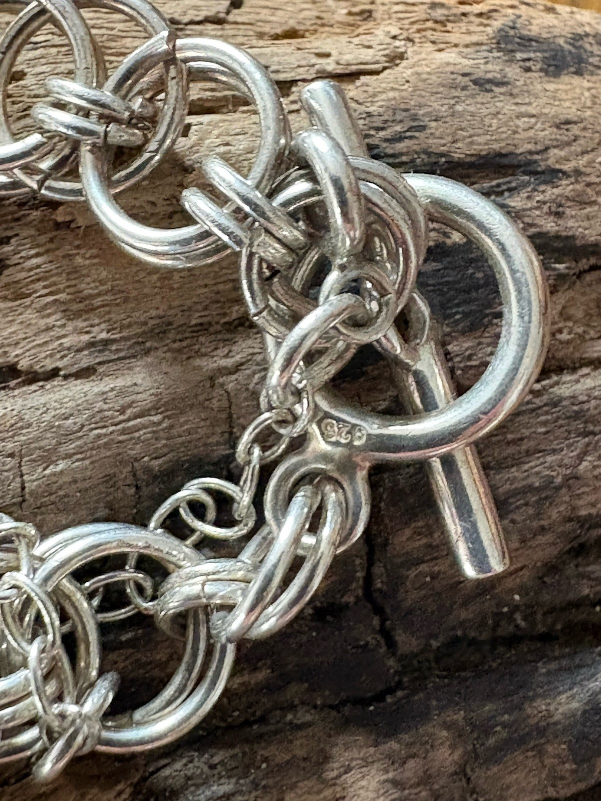 Sterling Silver multiple  Link Chain Bracelet Wit… - image 10