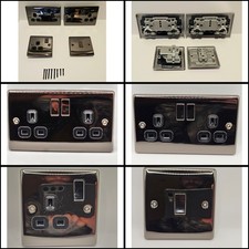 BG Nexus Black Nickel Switches & Sockets Set Polished Chrome Black Insert - GWO