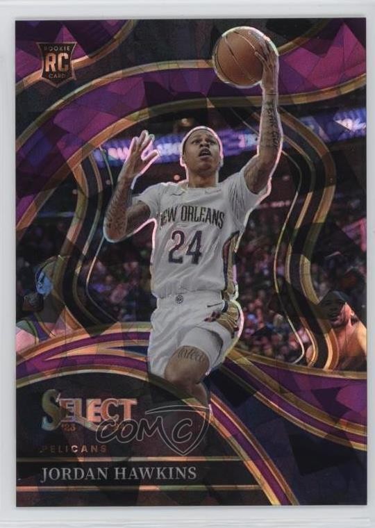 2023 Panini Select Courtside Purple Cracked Ice Prizm 64/99 Jordan Hawkins 1j1l