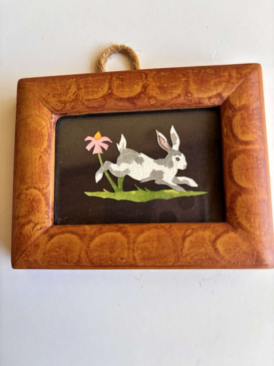 Miniature Bunny Rabbit Handmade Framed Picture Cutting Die Cut