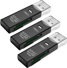 USB SD Card Reader for PC, 3 Packs Micro to USB2.0 Black 3 Pack