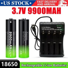 1 10PCS 3.7V 9900mAh Rechargeable Button top Li-ion Batteries High Capacity USA