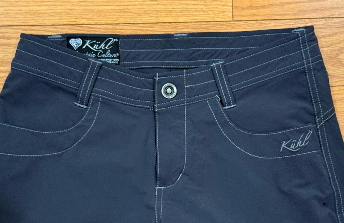 Kuhl Shorts Womens Sz 4 Gray Chino 9” Inseam Outdoor Hike Climb Mountain Culture