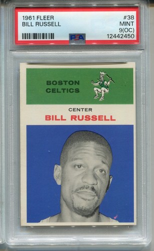 1961 Fleer Bill Russell Card PSA 9 MINT OC Graded Basketball #38