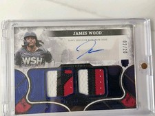 James Wood Topps Tier One 2025 Blue Foil Rookie Game Use Patch Auto Relic 2/20