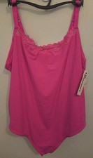 No Boundaries Womens 3XL 22 Stretch Lace Trim Thong Bodysuit ELECTRIC PINK 10726