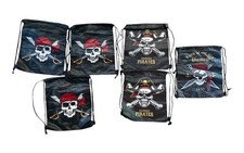 Pirate Themed Drawstring Gift Bags Lot of 6, 12"X10" 3 designs, NEW