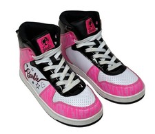Barbie Mattel Licensed High-Top Sneakers-Girls Youth Size 3-Pink/Black/White