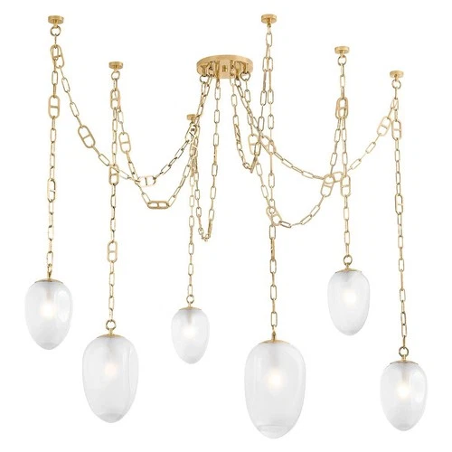 Corbett Lighting Glass Daith 6 Light 61"W Multi Light Pendant - Brass - Picture 1 of 2