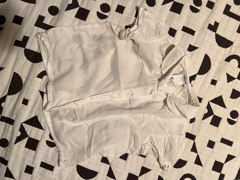 Cacharel White Short Puffed Sleeved Shirt Girls 3 Years 94cm